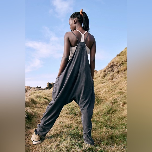 Free People Pants - Free People Movement Hot Shot Onesie in Washed Black